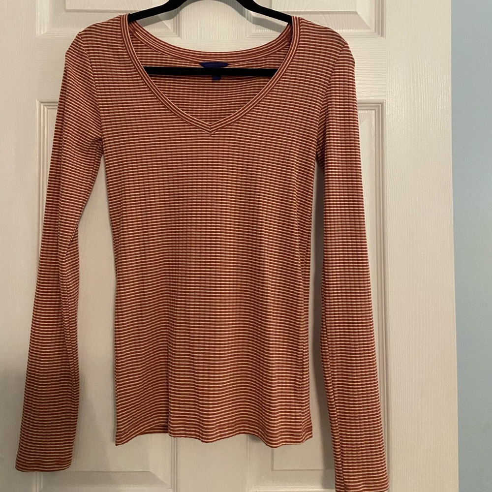 Aeropostale dusty red striped long sleeve women’s top